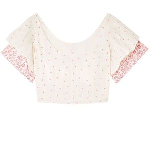 LoveShackFancy Christine Cropped Cotton-Voile Top